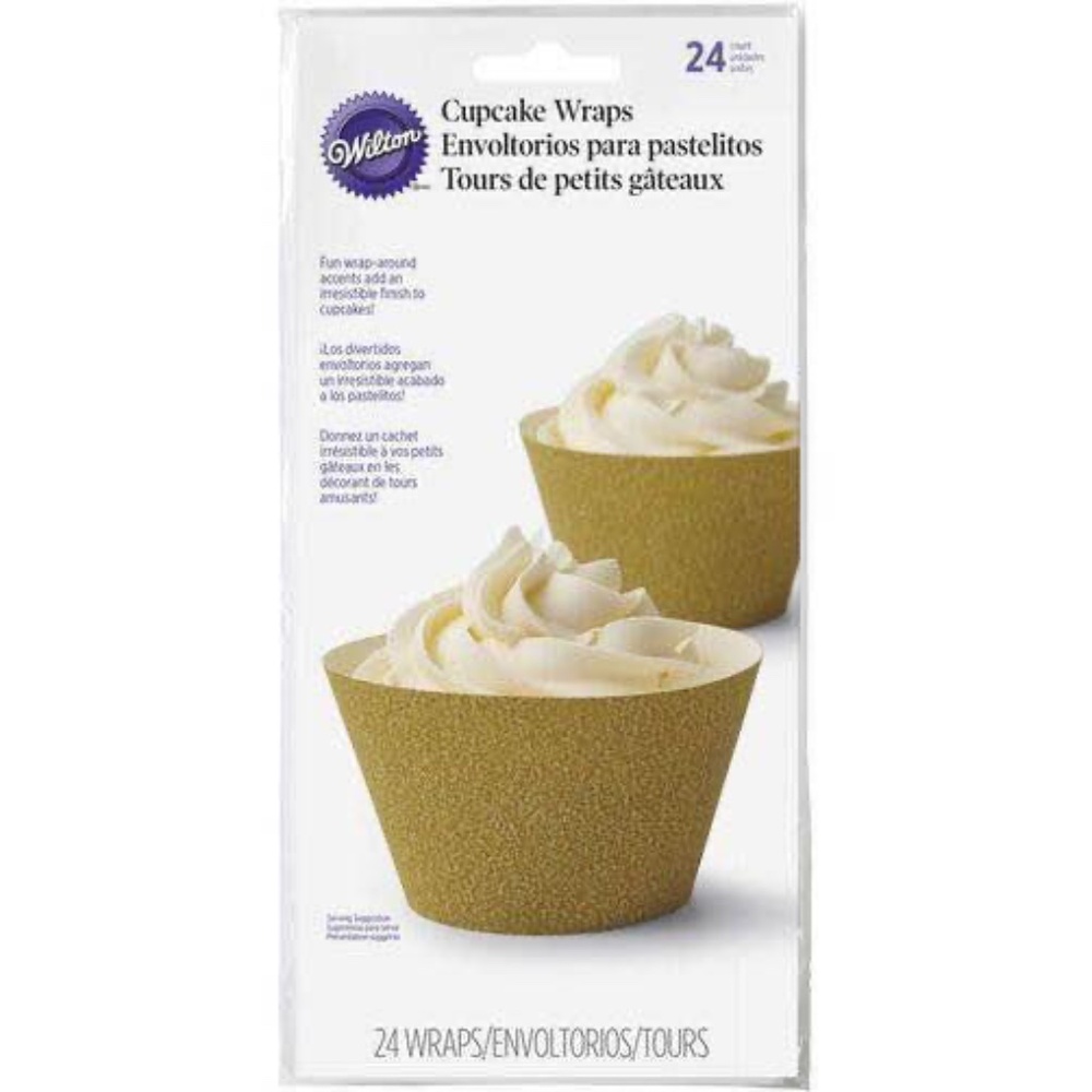 BRAND NEW sealed Wilton cupcake gold wraps / wrappers 24 per pack